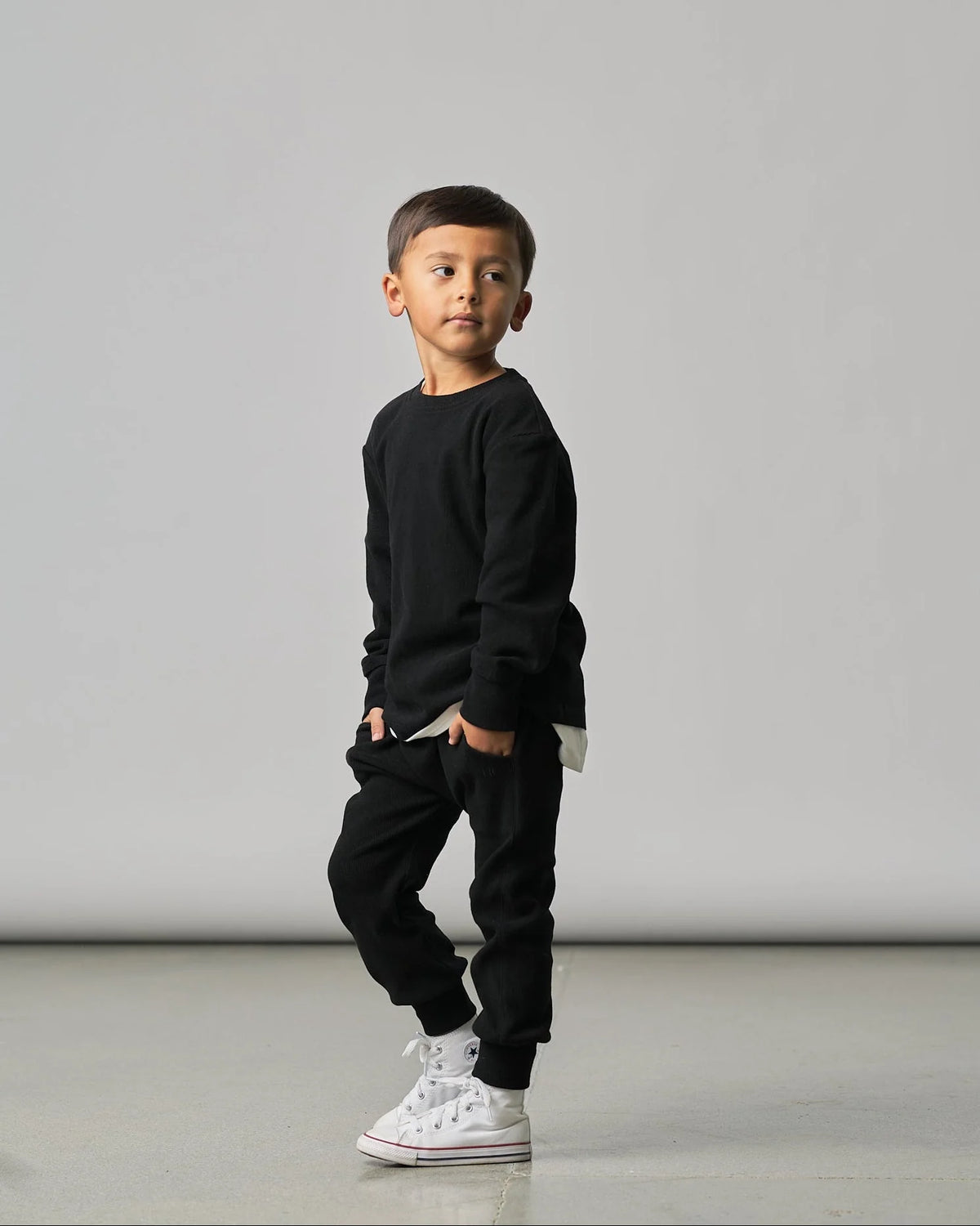 Little Bipsy Long Sleeve Ribbed Tee || Black
