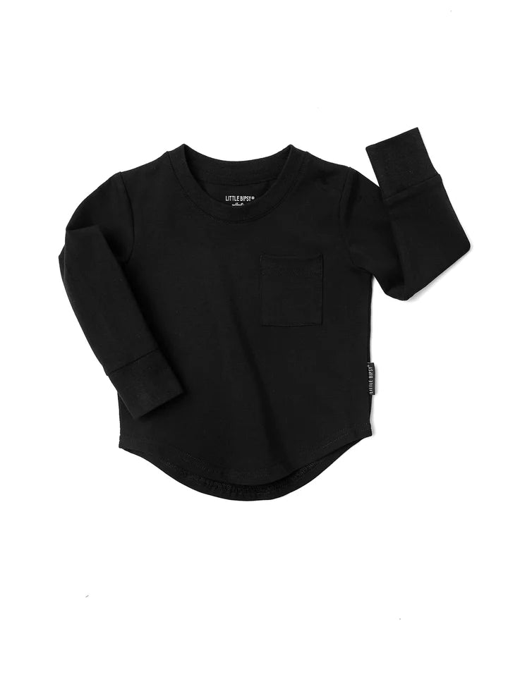 Little Bipsy Long Sleeve Pocket Tee || Black