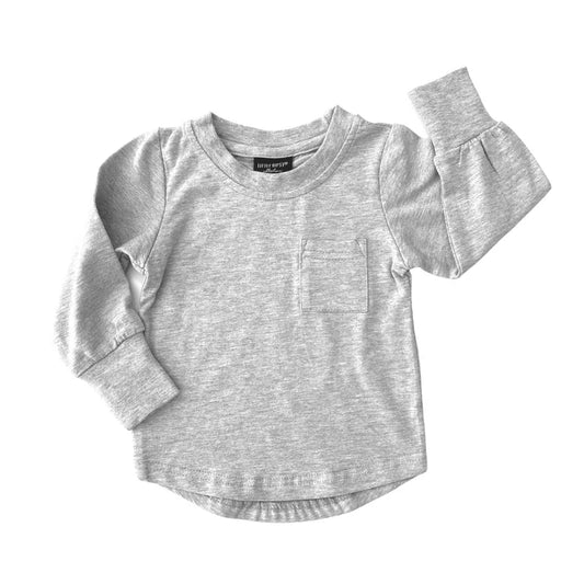 Little Bipsy Long Sleeve Pocket Tee || Grey