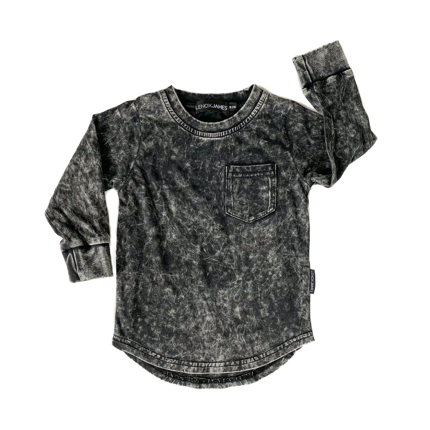 Lenox James Stonewash Pocket Tee || Long-Sleeve Charcoal