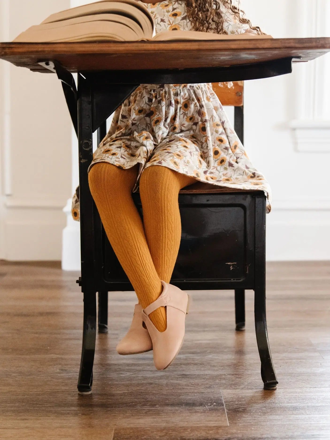 Little Stocking Co. Cable Knit Tights || Mustard