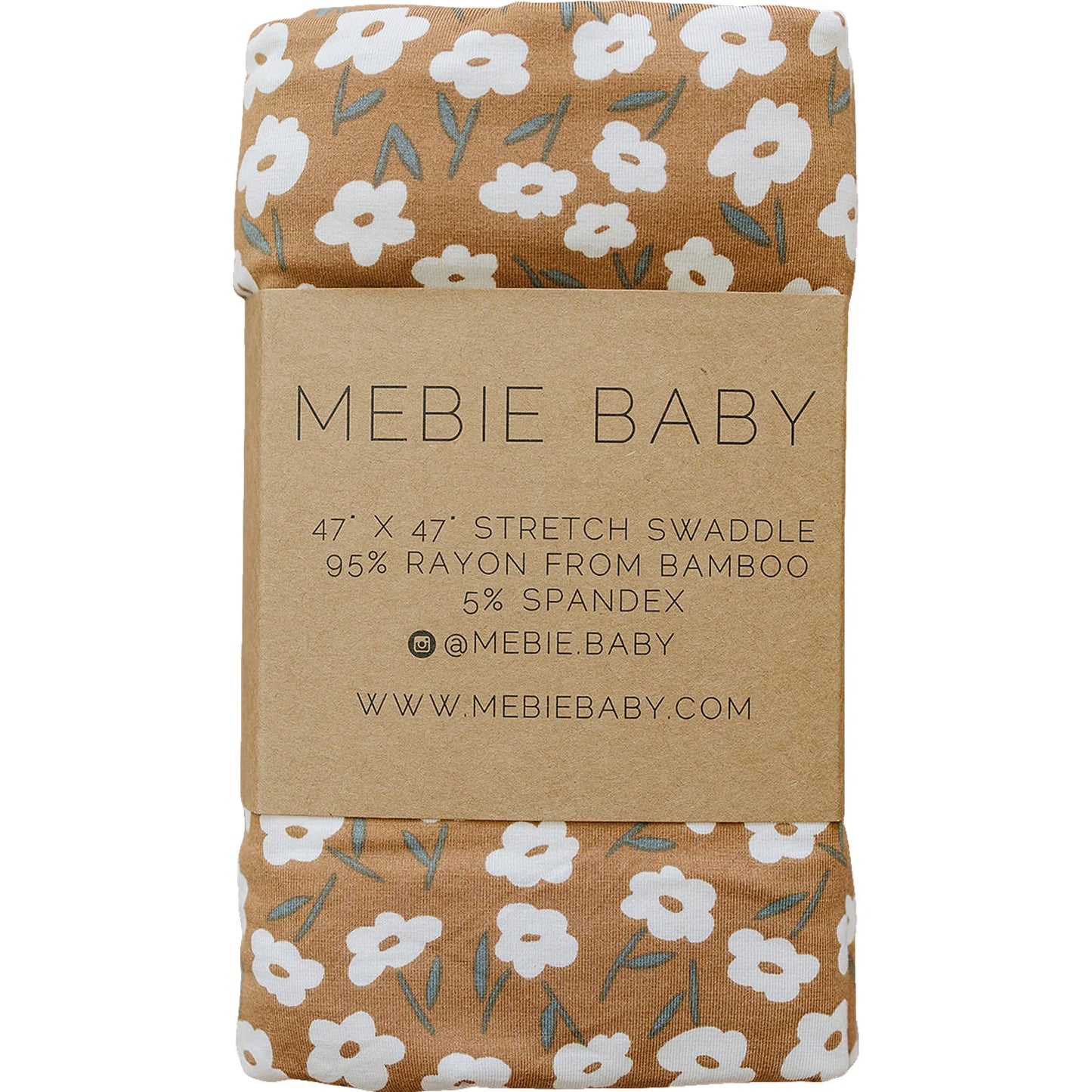 Mebie Baby Mustard Floral Bamboo Stretch Swaddle