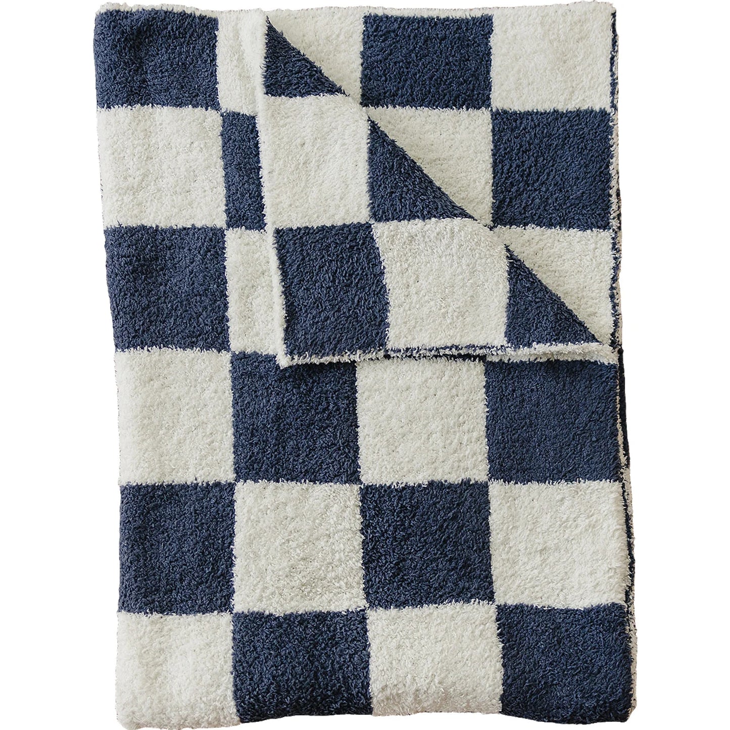 Mebie Baby Plush Adult Blanket || Navy Checkered