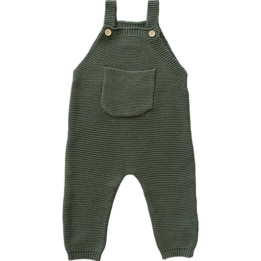 Mebie Baby Knit Overalls || Olive