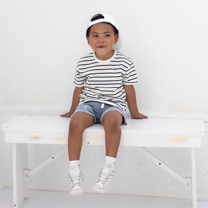 Little Bipsy Pinstripe Tee || White and Black