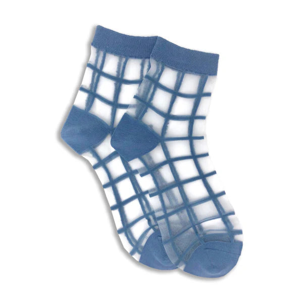 XS Unified Women's Sheer Windowpane Socks || Powder Blue