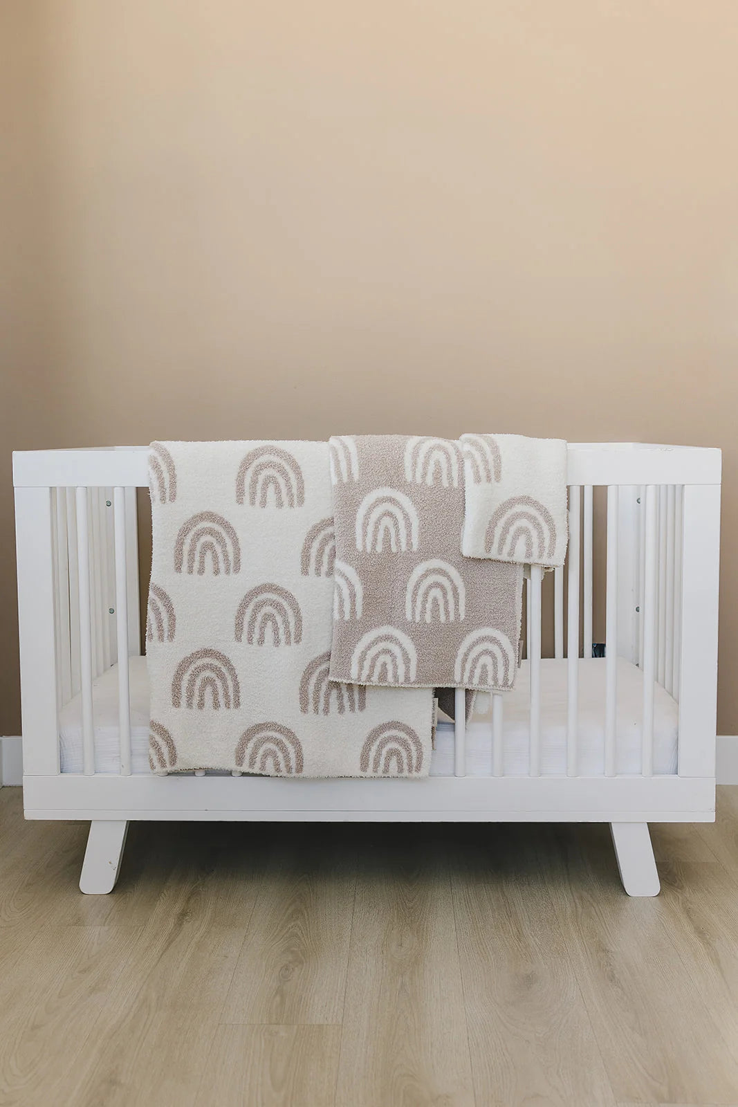 Mebie Baby Plush Baby Blanket || Taupe Rainbow