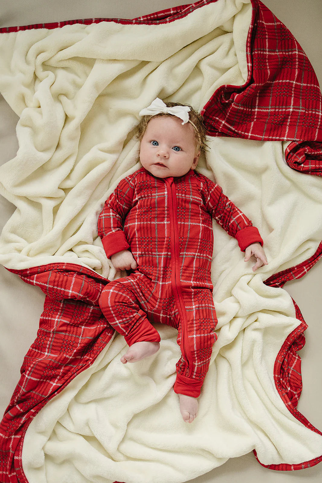 Mebie Baby Fleece Quilt || Red Plaid Bamboo