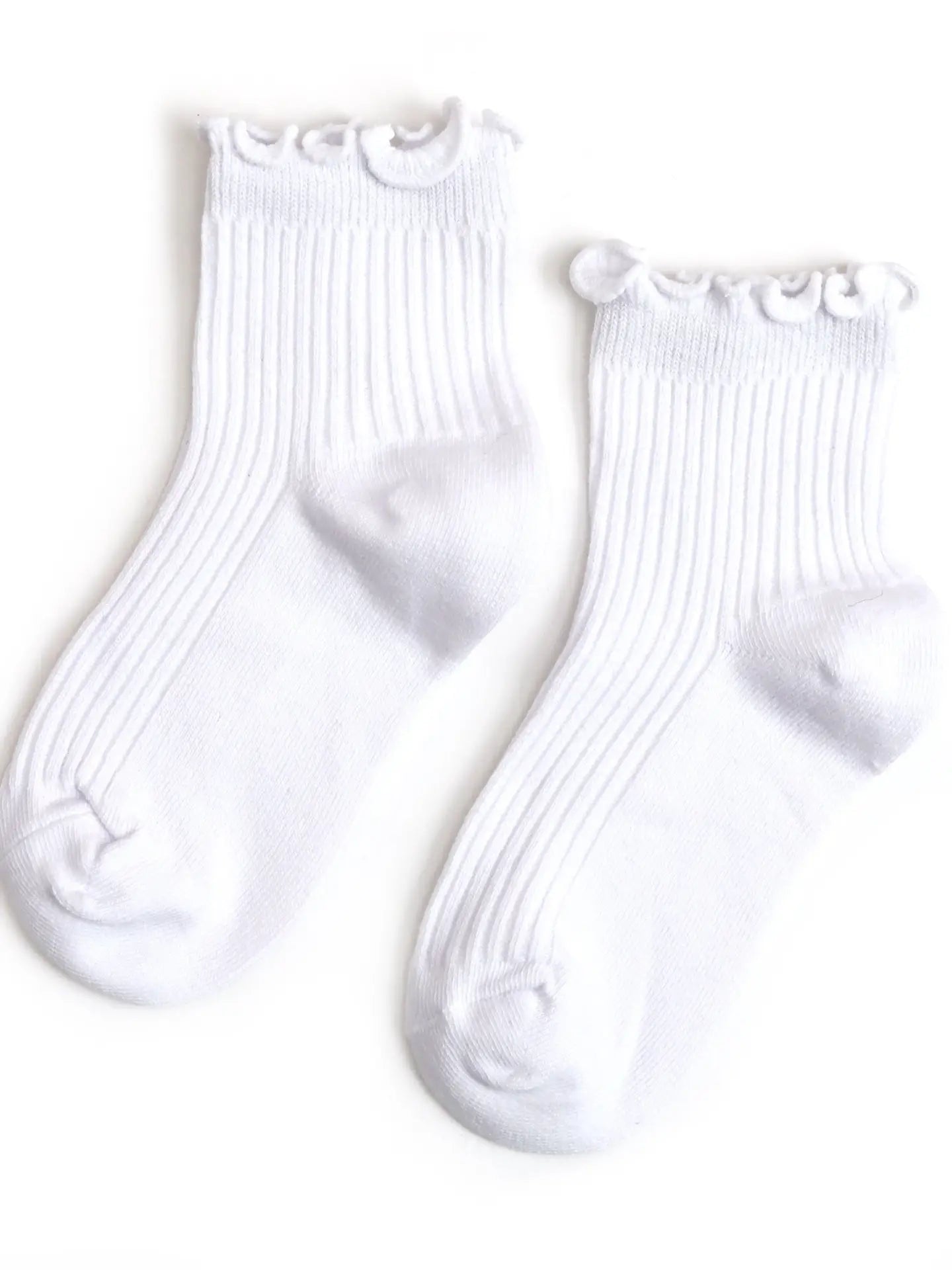 Little Stocking Co. Ribbed Lettuce Trim Midi Socks || Ivory