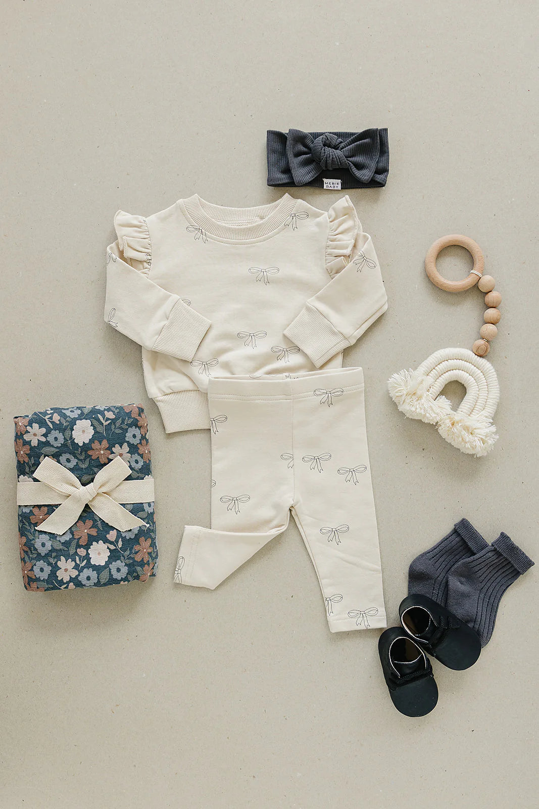 Mebie Baby Ribbon Ruffle French Terry Set