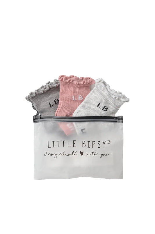 Little Bipsy Ruffle Socks 3 Pack || Dusty Rosewood