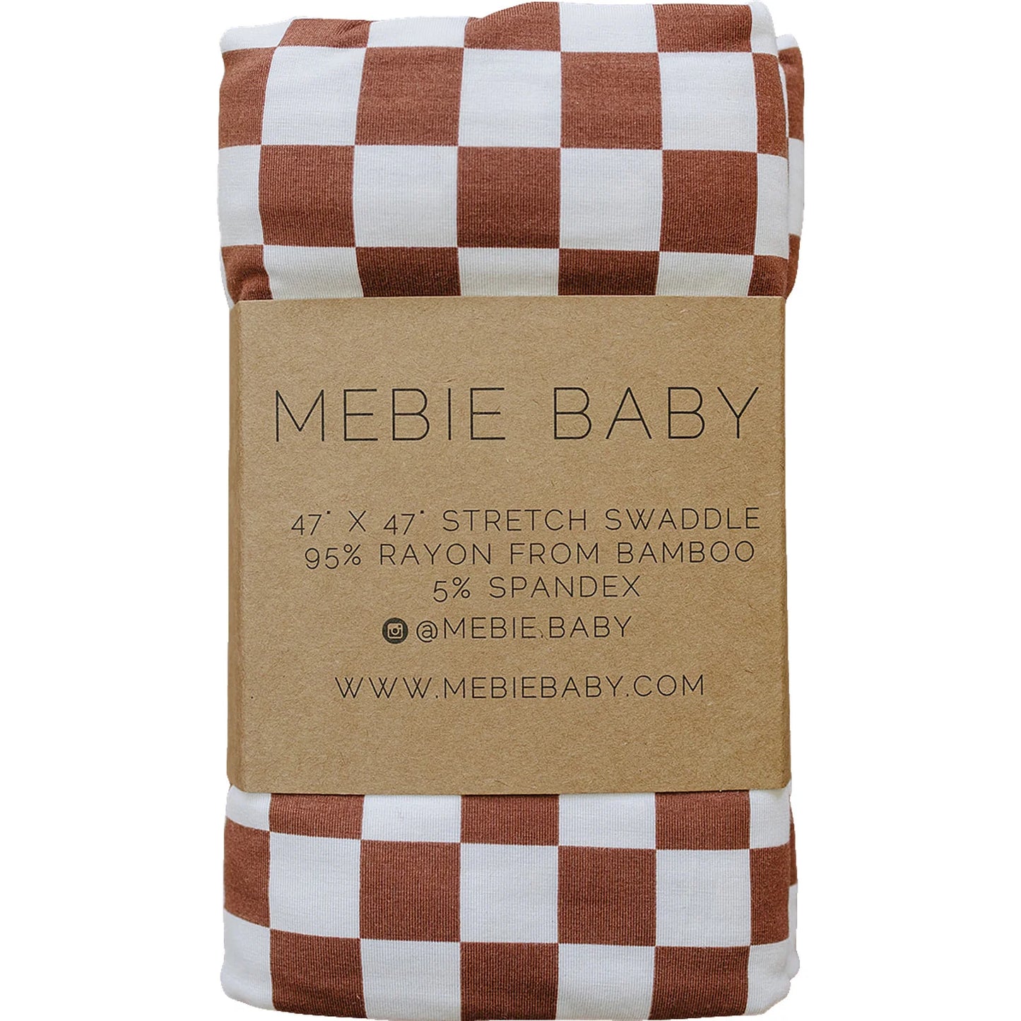 Mebie Baby Bamboo Stretch Swaddle || Rust Checkered