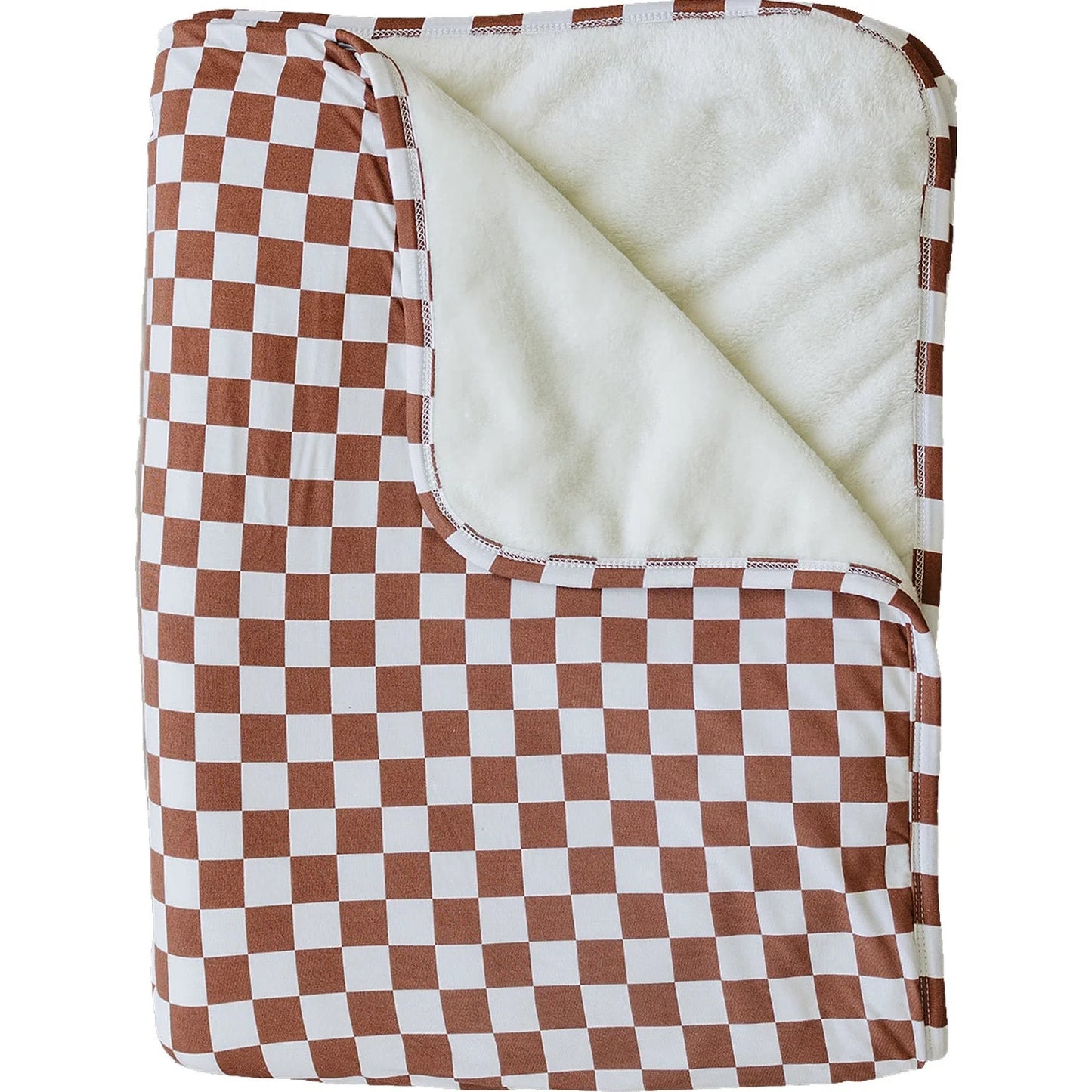 Mebie Baby Fleece Quilt || Rust Checkered