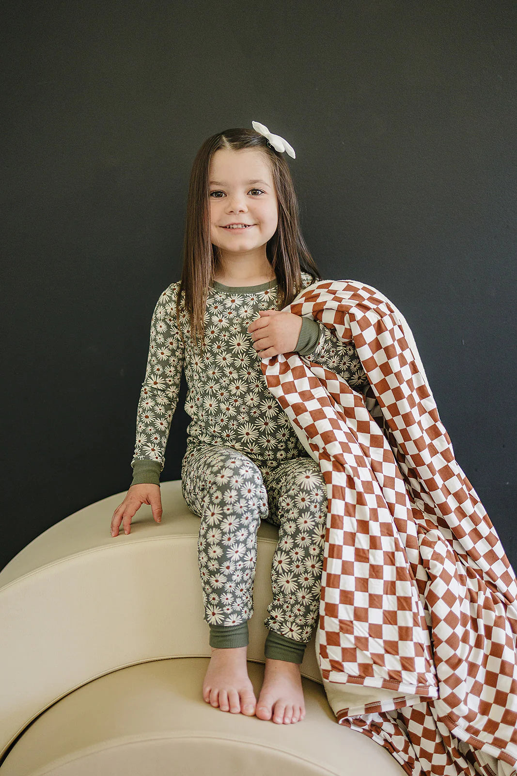 Mebie Baby Fleece Quilt || Rust Checkered