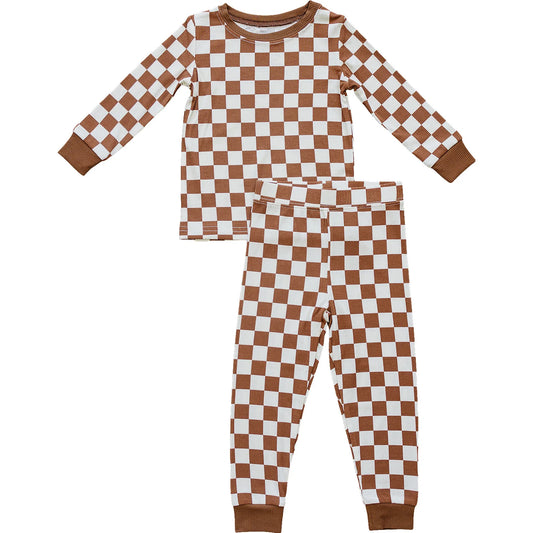 Mebie Baby Rust Checkered Bamboo Cozy Set