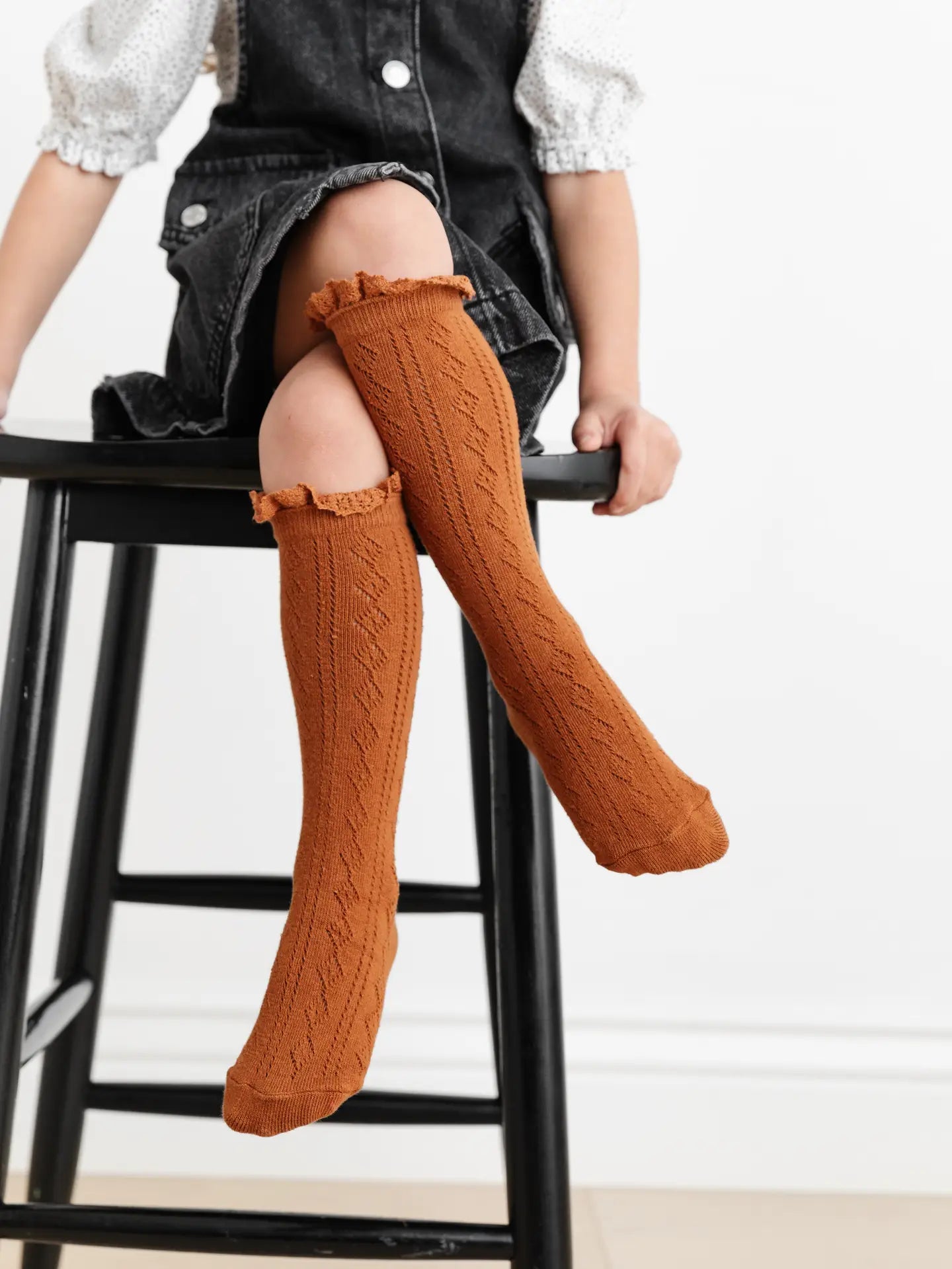 Little Stocking Co. Fancy Lace Top Knee Highs || Sugar Almond