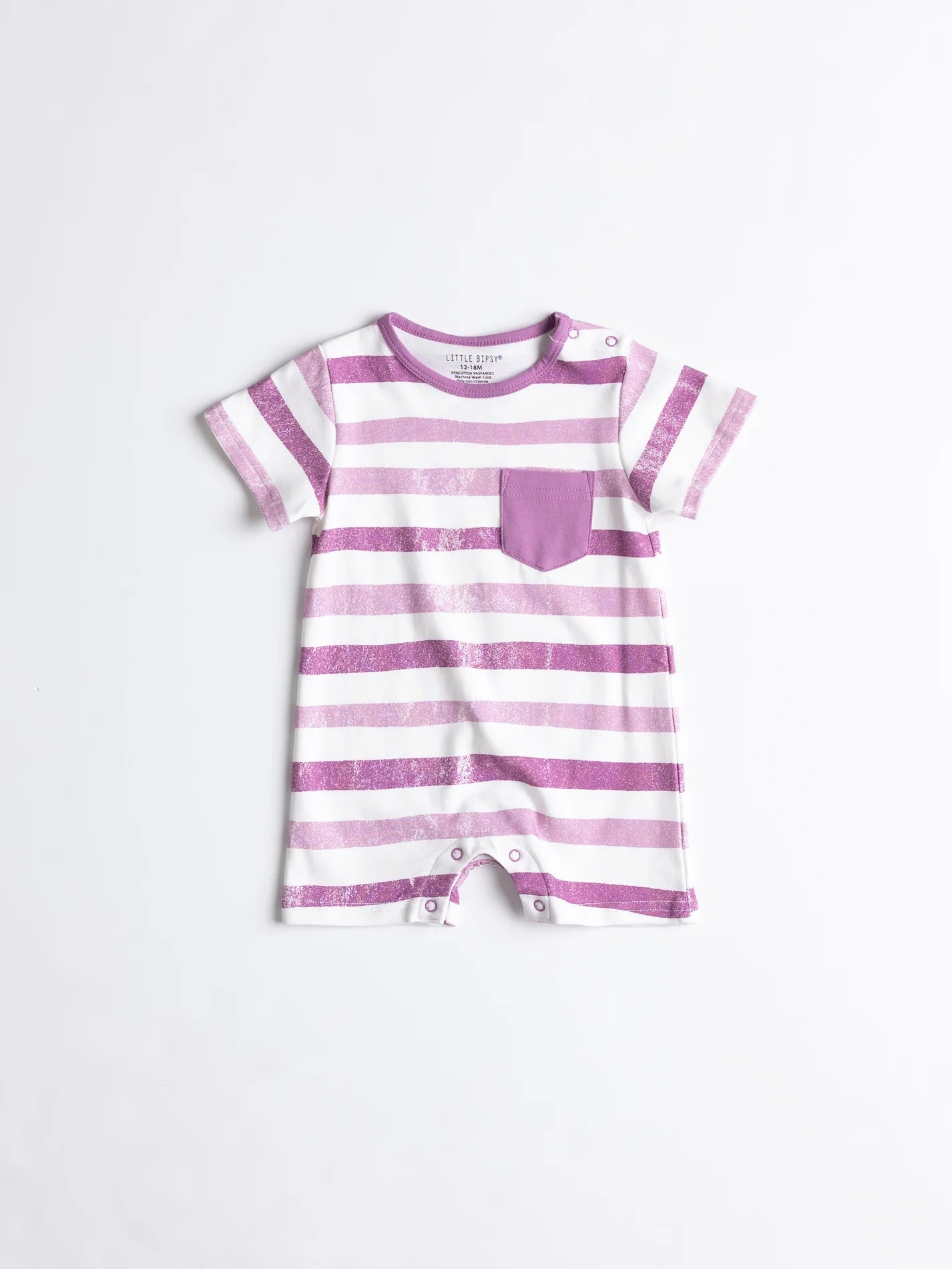 Little Bipsy Watercolor Striped Shorty Romper || Dusty Plum