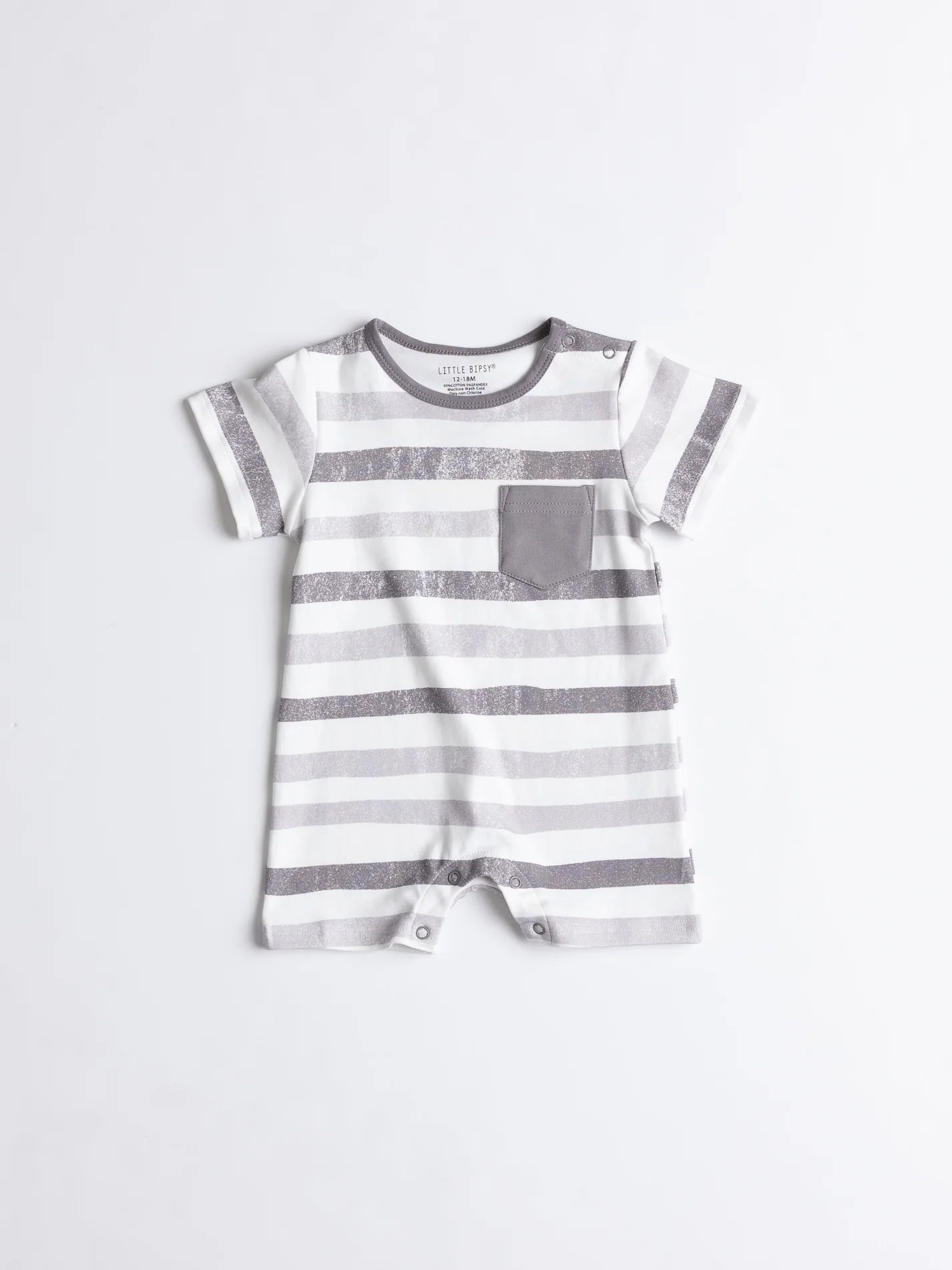 Little Bipsy Watercolor Striped Shorty Romper || Charcoal