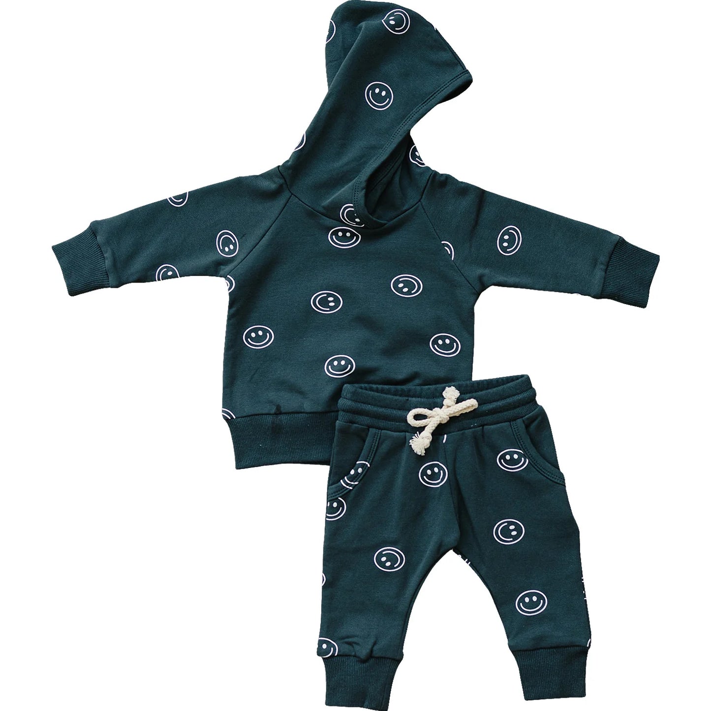 Mebie Baby Navy Smiley Hooded French Terry Set