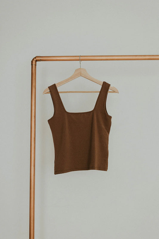 Jax and Lennon Ladies Square Neck Tank || Cocoa Brown