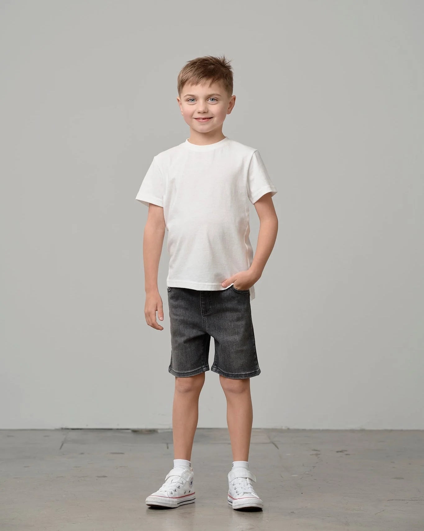 Little Bipsy Straight Denim Short || Black Wash