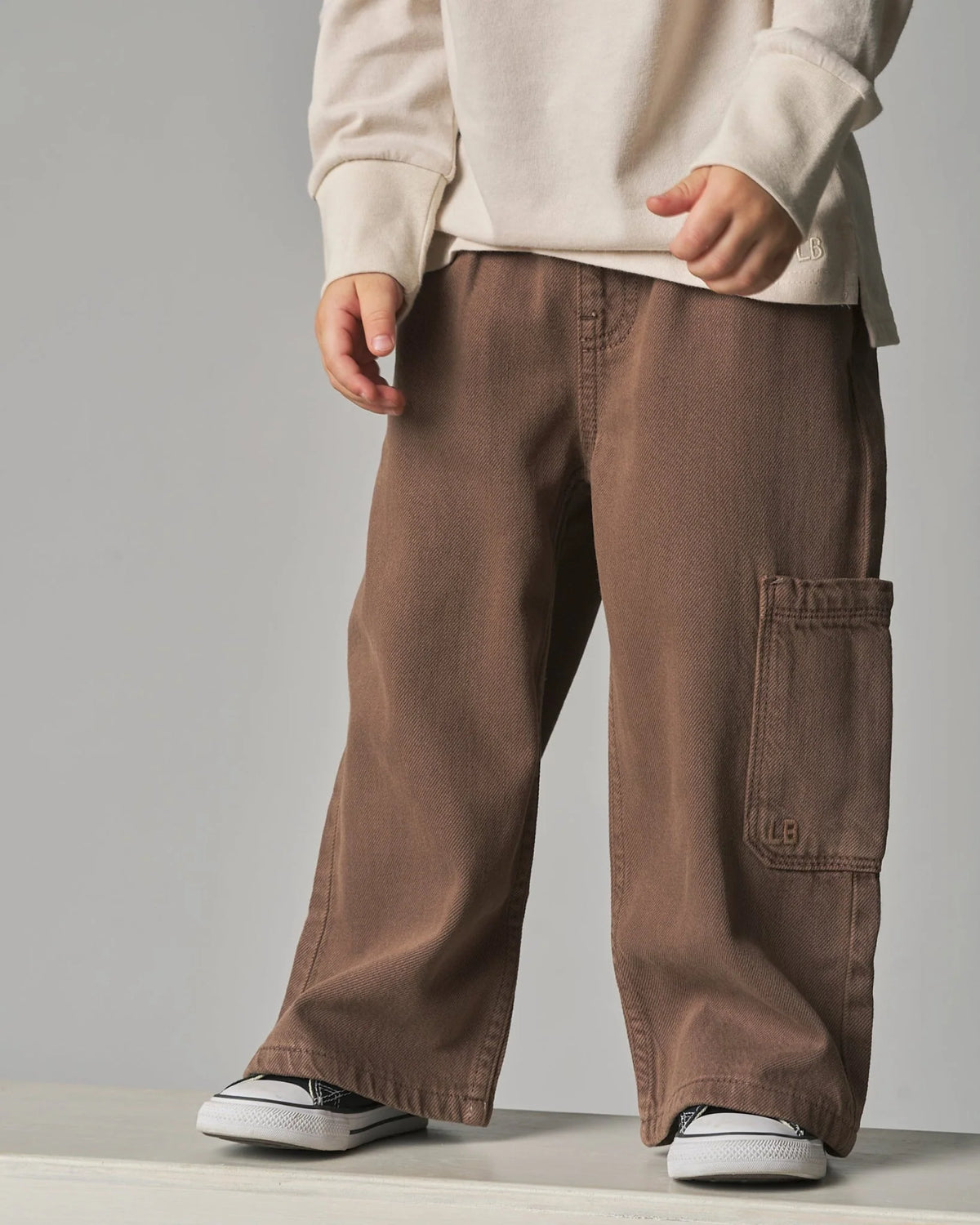 Little Bipsy Straight Leg Denim Cargo || Brown