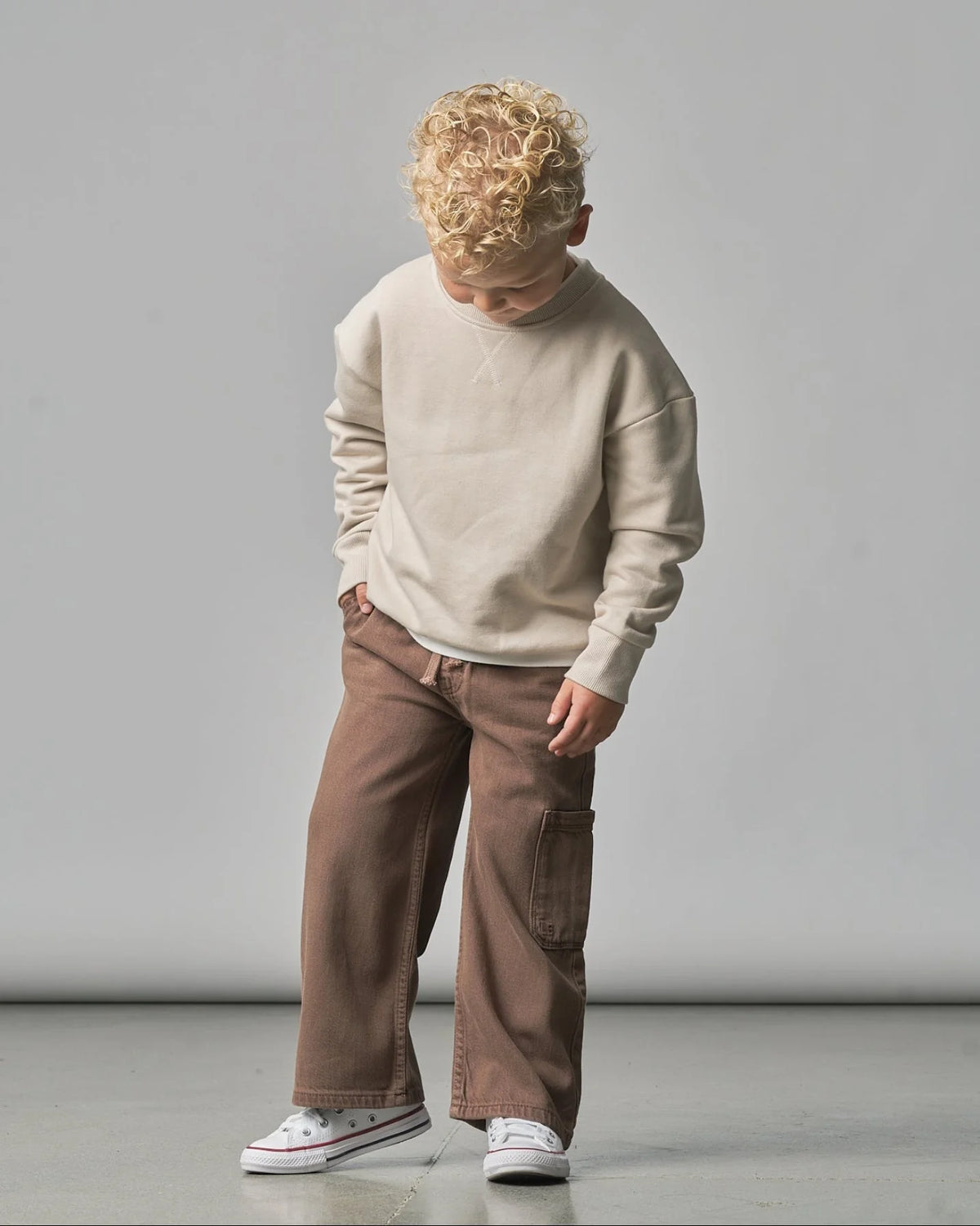 Little Bipsy Straight Leg Denim Cargo || Brown