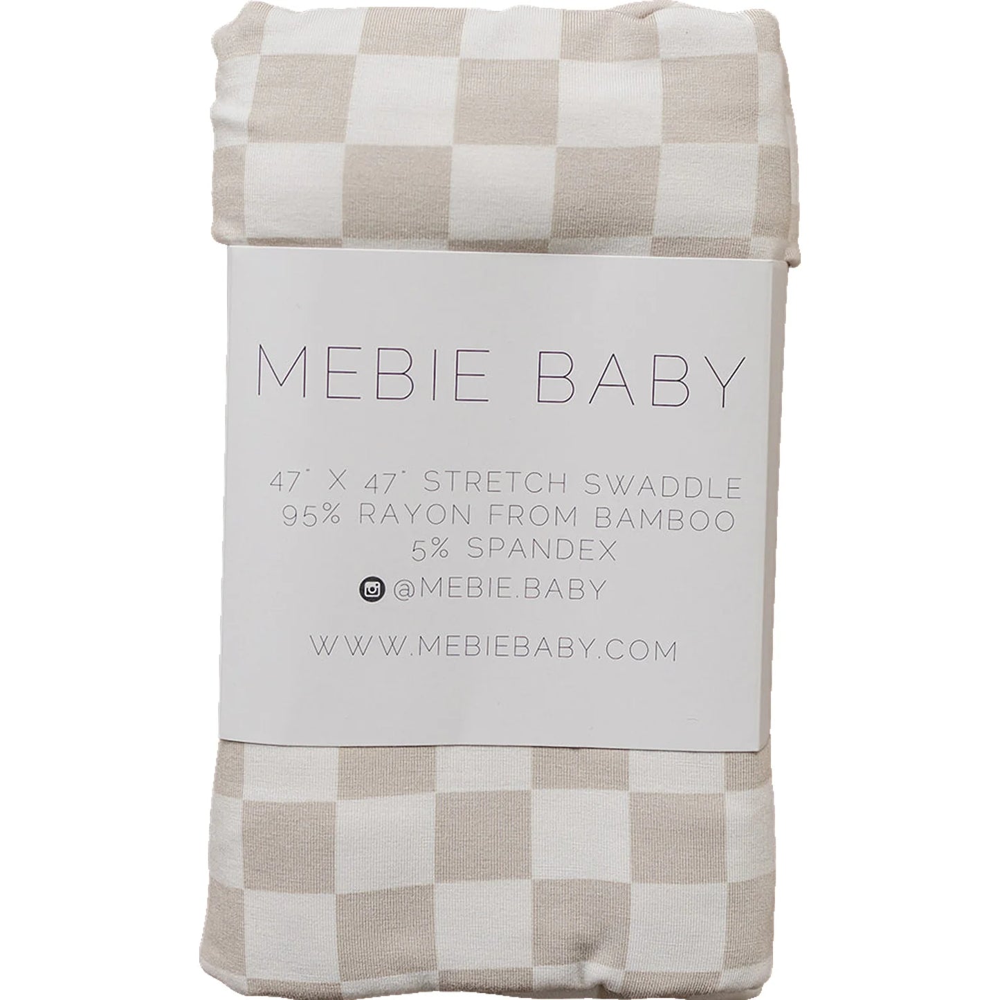 Mebie Baby Bamboo Stretch Swaddle || Taupe Checkered