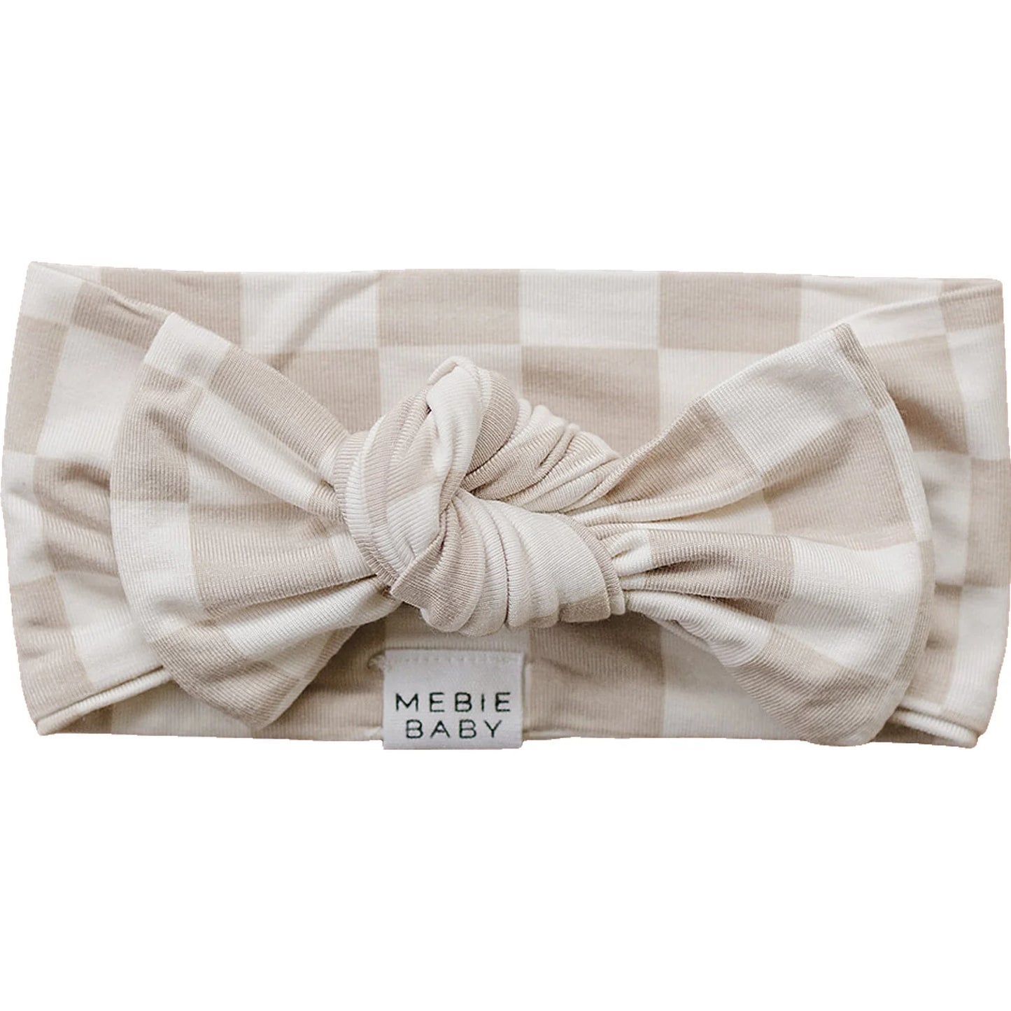 Mebie Baby Bamboo Head Wrap || Taupe Checkered