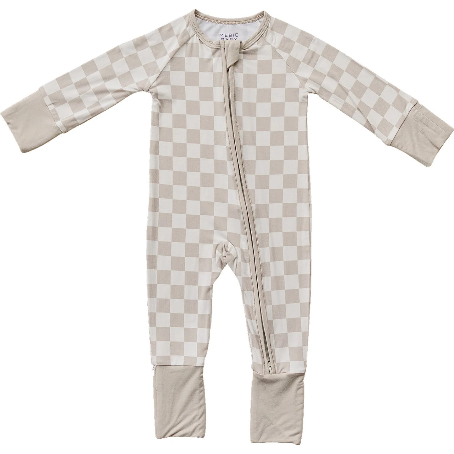 Mebie Baby Taupe Checkered Bamboo Zipper