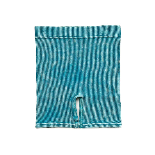 Lenox James Acid Wash Biker Shorts || Teal