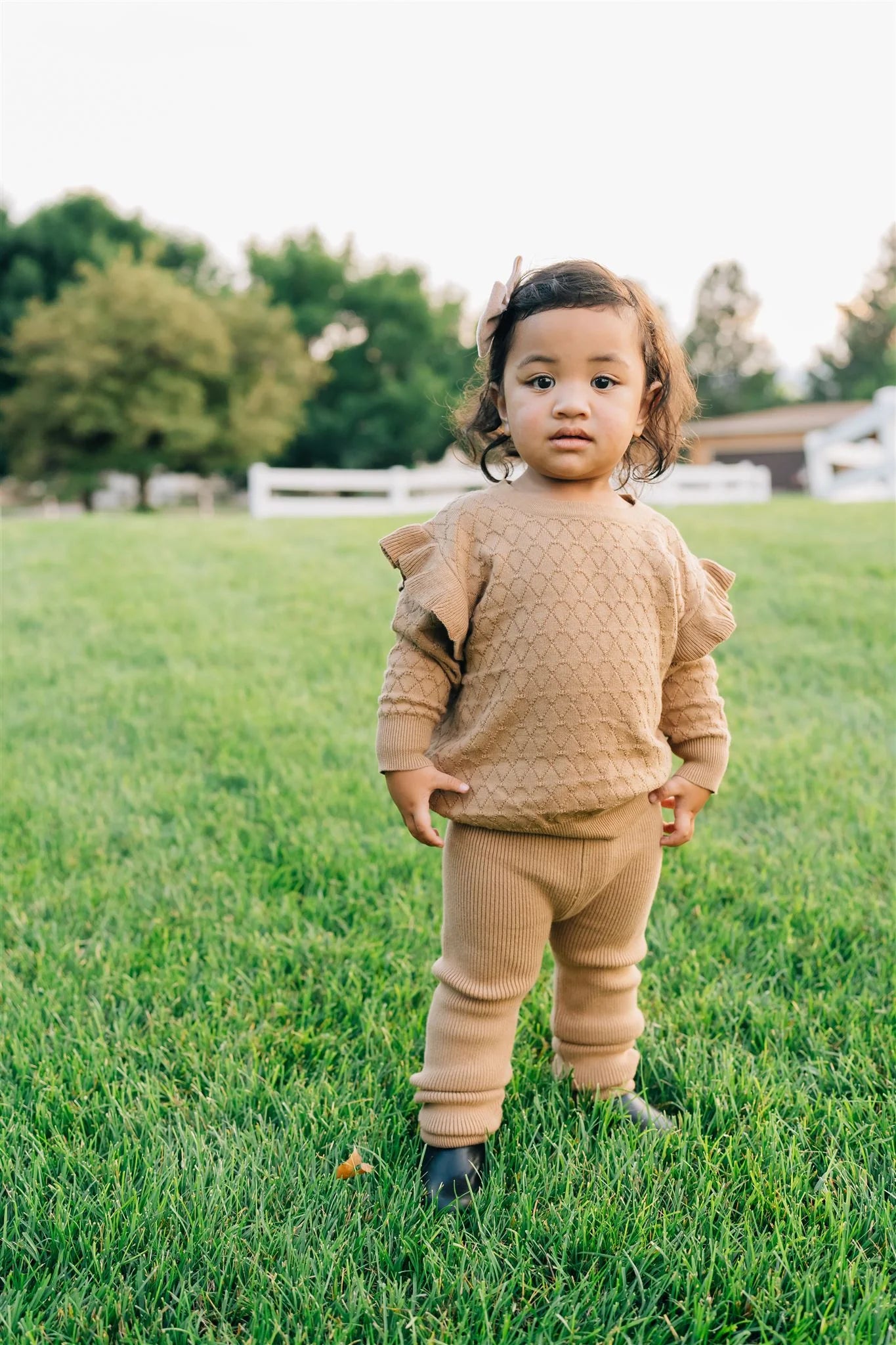 Mebie Baby Knit Leggings || Toffee