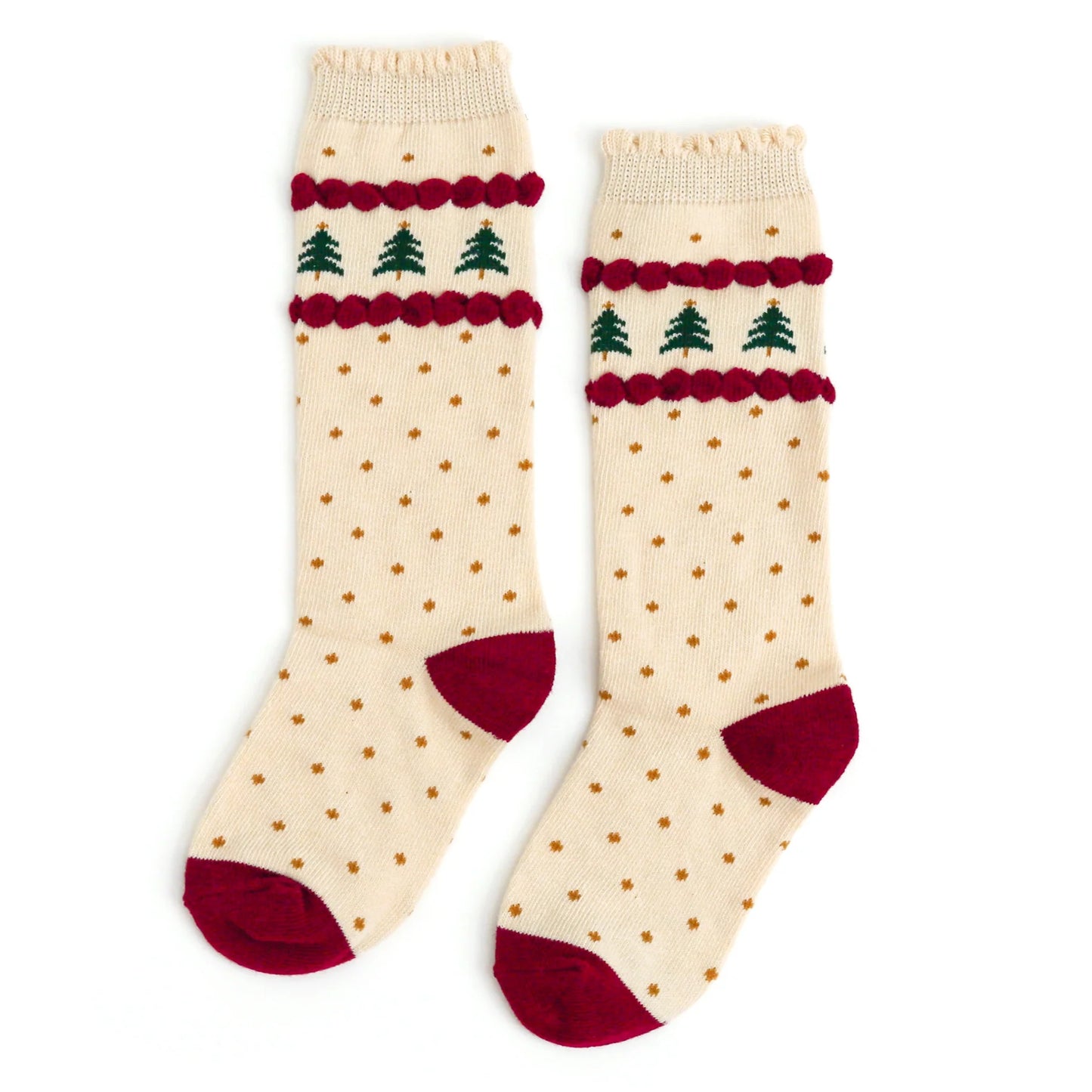 Little Stocking Co. Scalloped Knee High Socks || Tree Farm