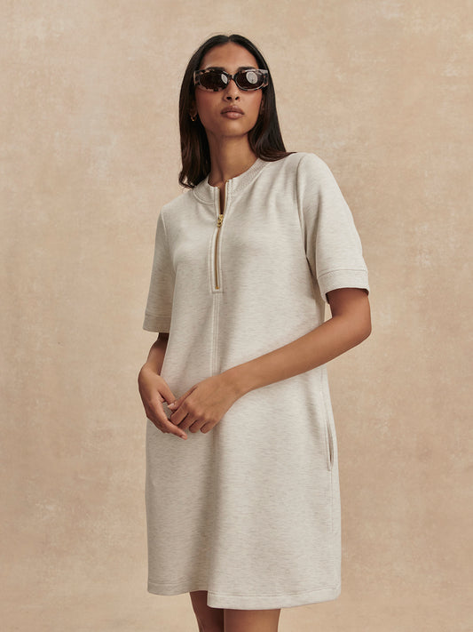 Varley Nori Half Zip Dress || Ivory Marl