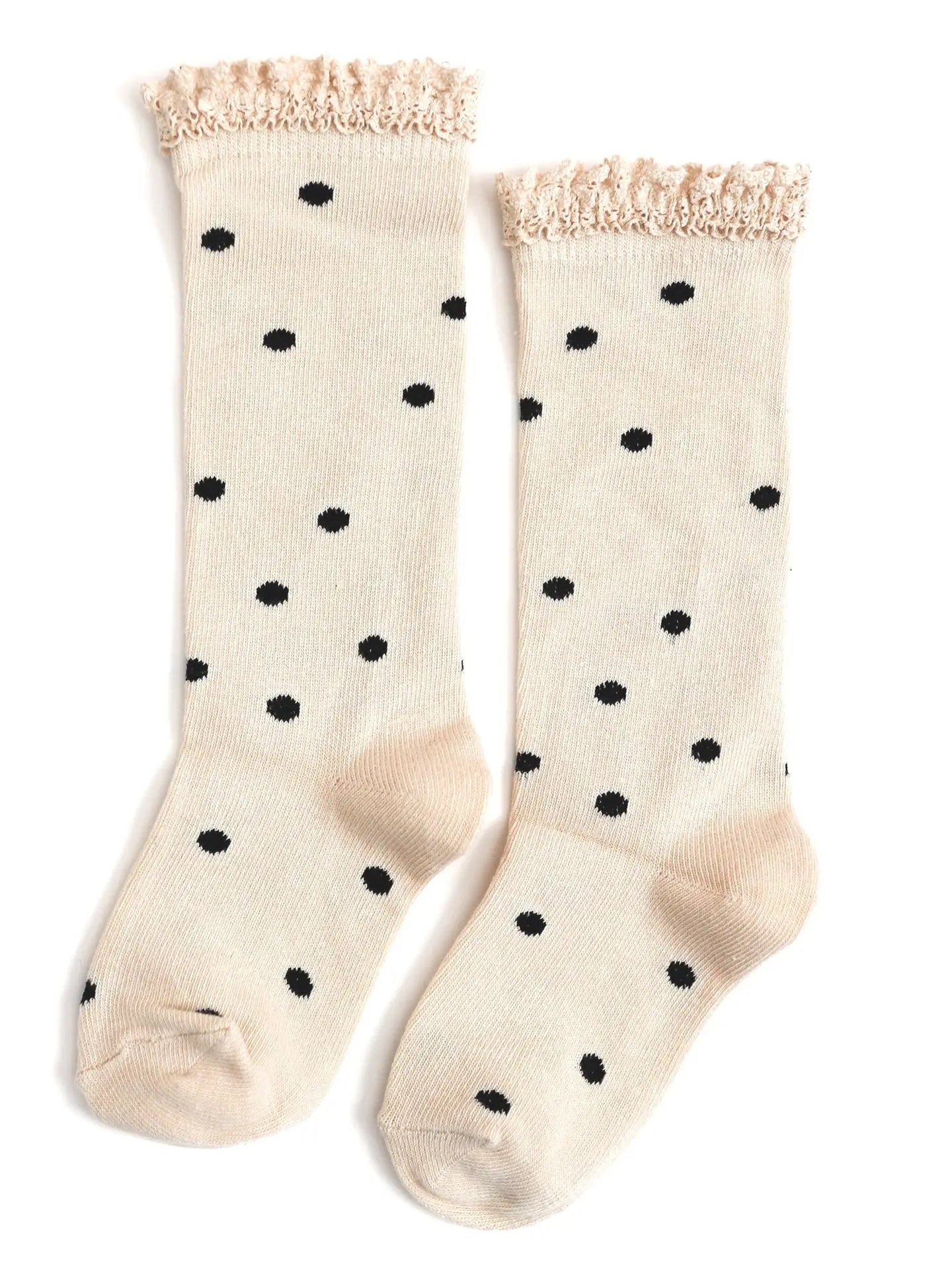 Little Stocking Co. Lace Top Knee Highs || Vanilla Dot