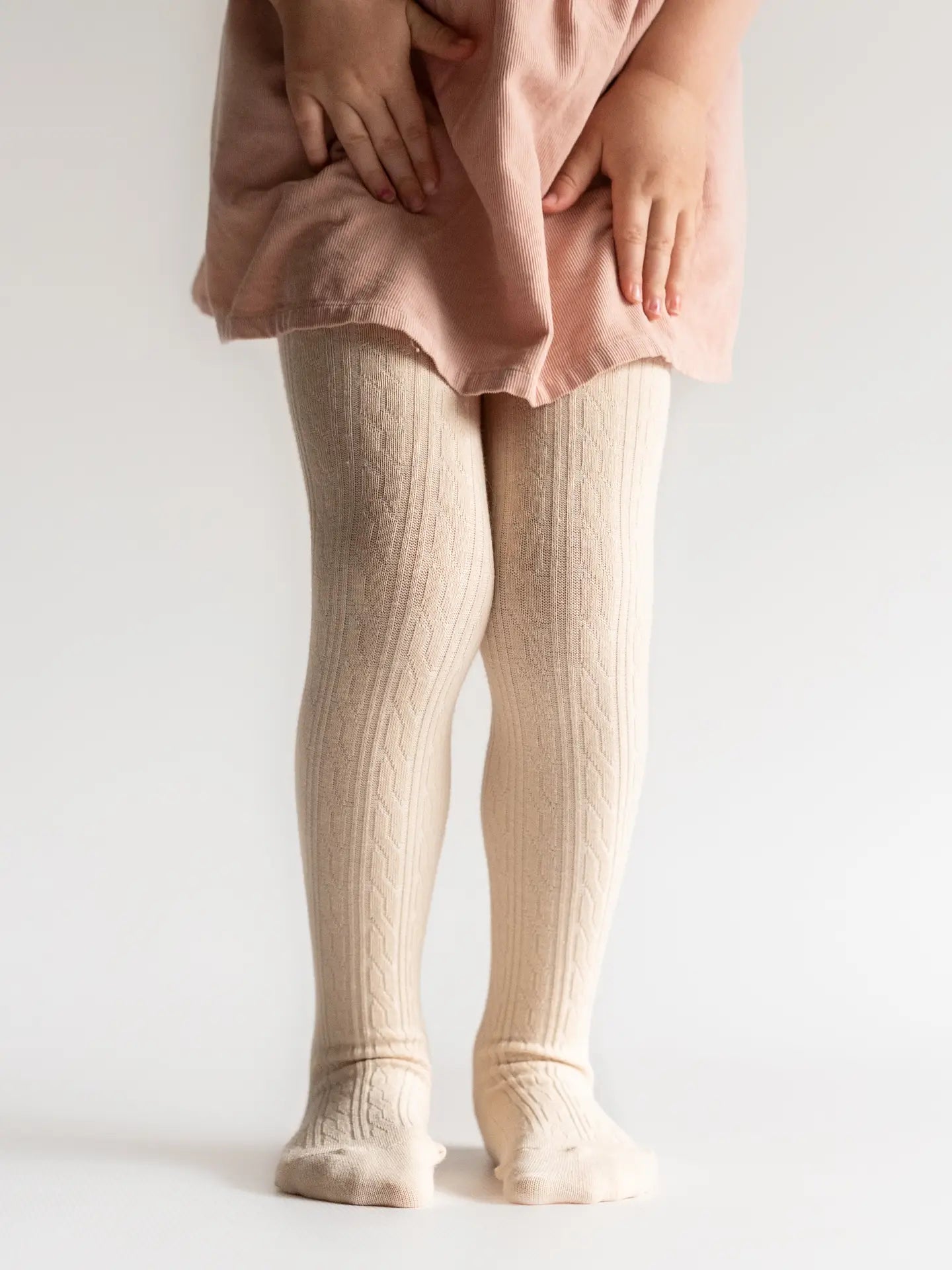 Little Stocking Co. Cable Knit Tights || Vanilla