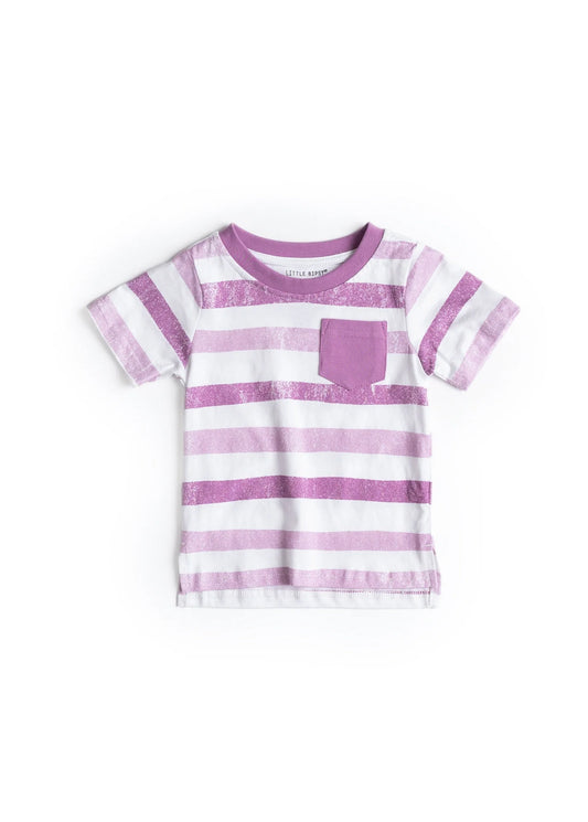 Little Bipsy Watercolor Striped Classic Tee || Dusty Plum