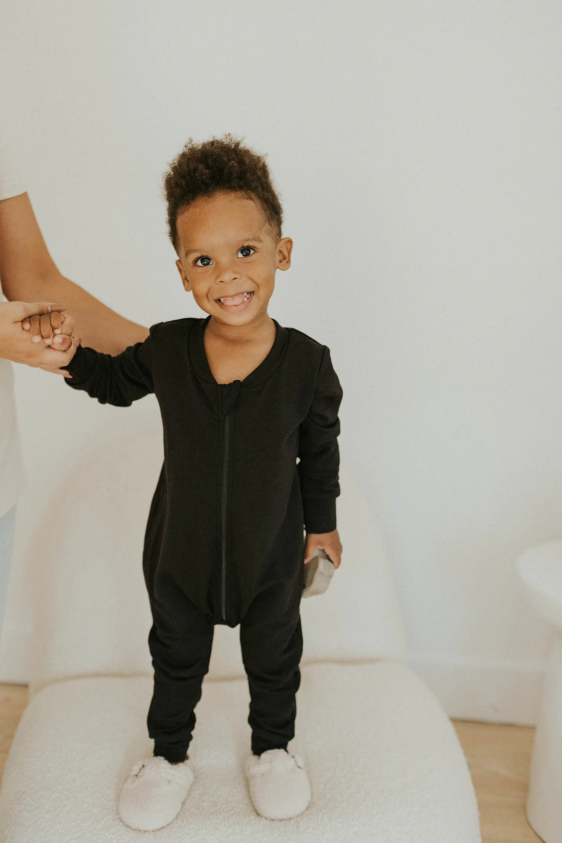 Jax and Lennon Terry Zip Romper || Black